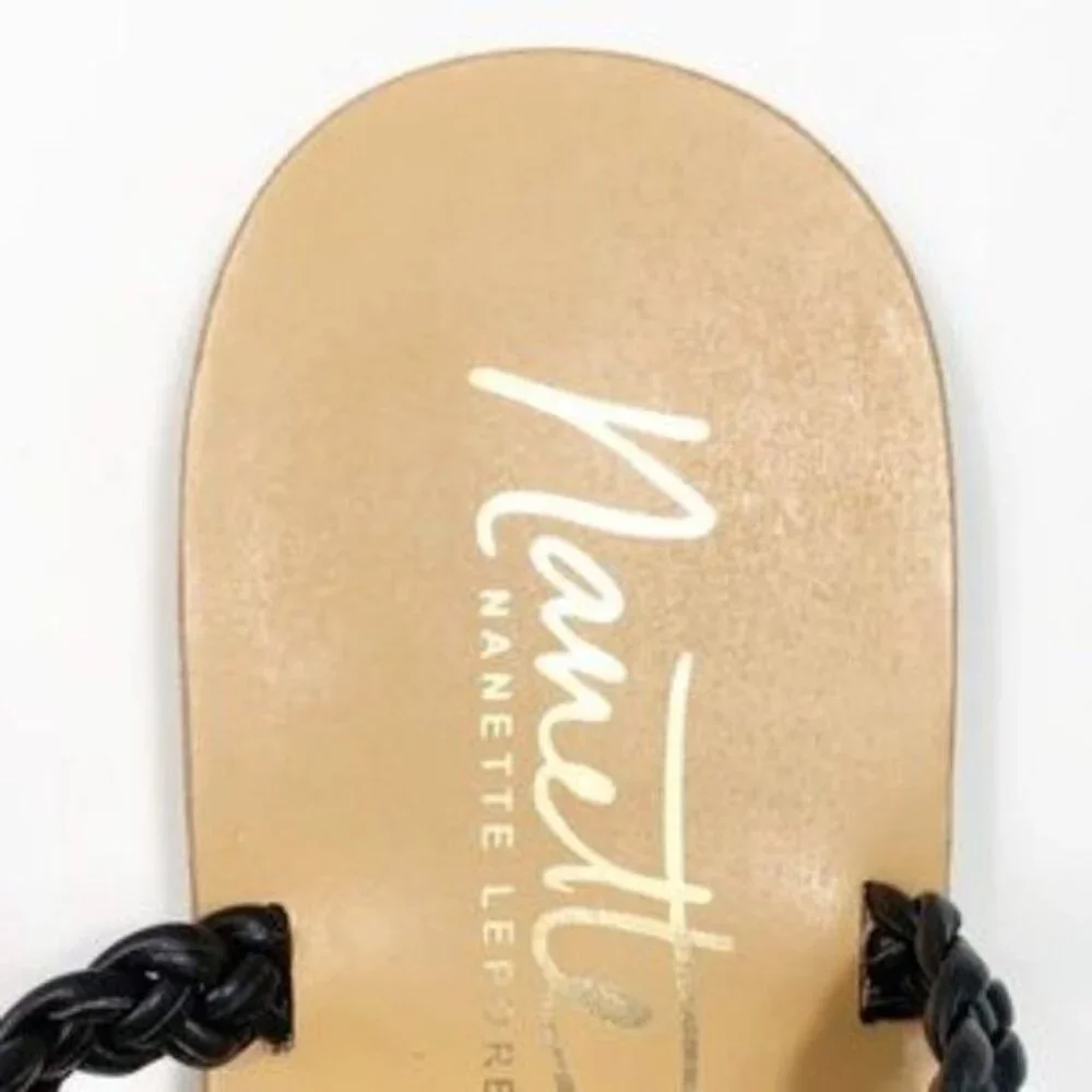 Nanette Lepore “June” Black Wrap Sandals Flats Size 7.5 Fairycore Whimsigoth
